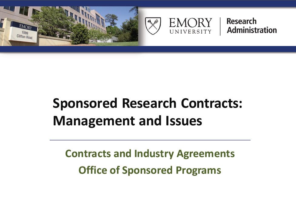 Sponsored Research Contracts: Management and Issues